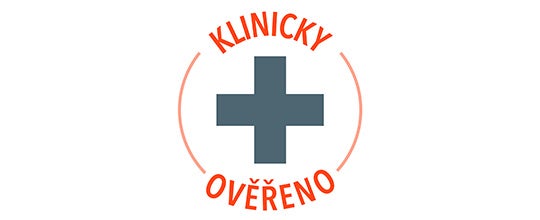 Logo s textem potvrzujícím klinicky ověřenou účinnost.
